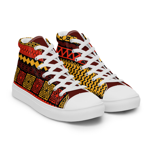 Warm Tiki Striped Women’s high top canvas shoes