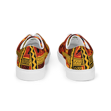 Load image into Gallery viewer, Fiery Tiki Squares Women’s lace-up canvas shoes