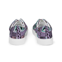 Load image into Gallery viewer, Purple Tiki Squares Women’s lace-up canvas shoes