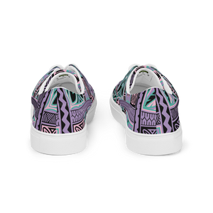 Purple Tiki Squares Women’s lace-up canvas shoes