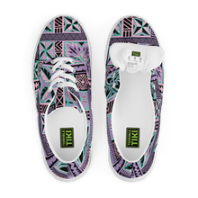 Load image into Gallery viewer, Purple Tiki Squares Women’s lace-up canvas shoes