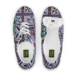 Purple Tiki Squares Women’s lace-up canvas shoes