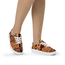 Load image into Gallery viewer, Tiki Squares Women’s lace-up canvas shoes