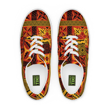 Load image into Gallery viewer, Fiery Tiki Squares Women’s lace-up canvas shoes