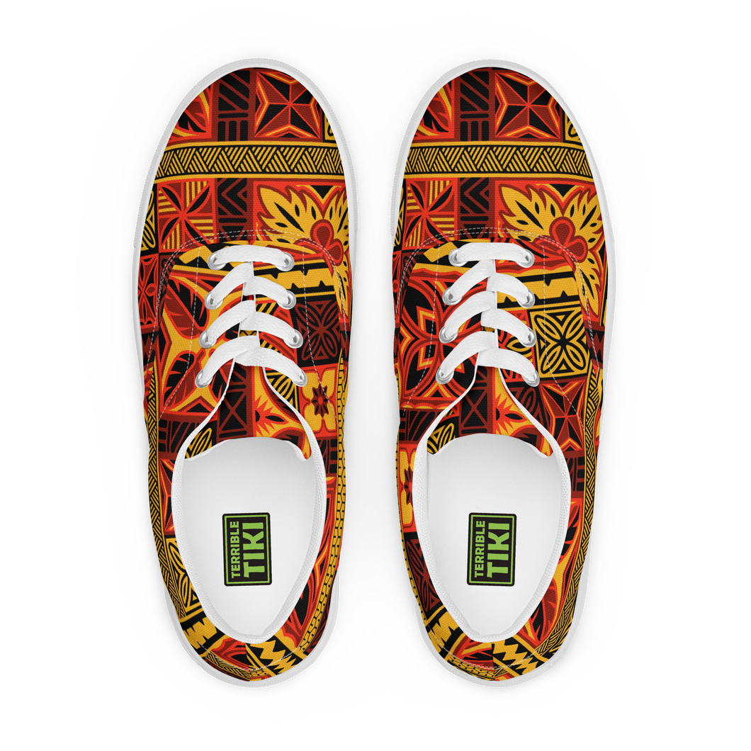 Fiery Tiki Squares Women’s lace-up canvas shoes