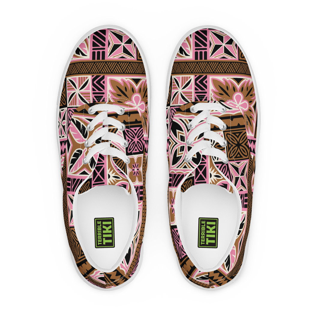 Neapolitan Tiki Squares Women’s lace-up canvas shoes