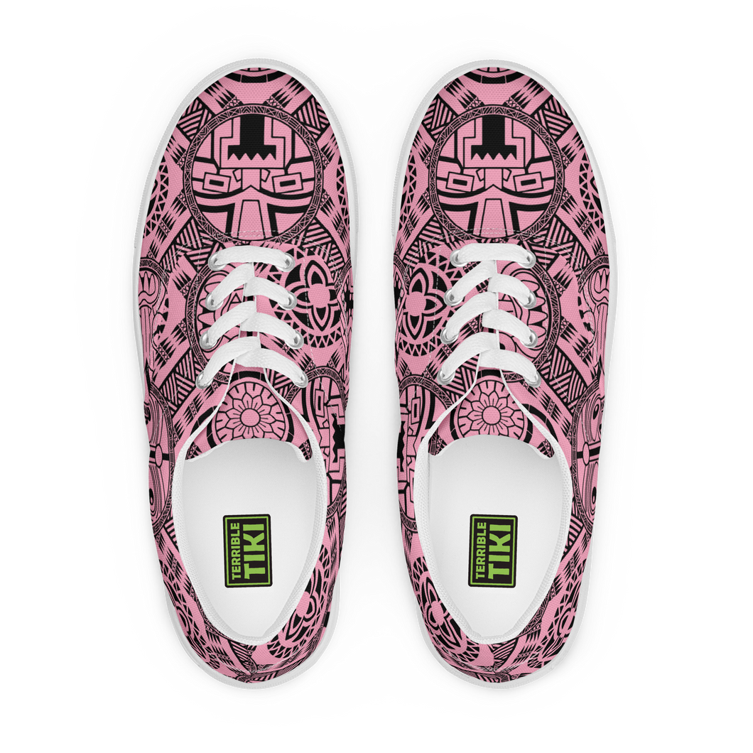 Pink Tiki Tattoo Women’s lace-up canvas shoes