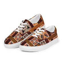 Load image into Gallery viewer, Tiki Squares Women’s lace-up canvas shoes