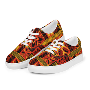 Fiery Tiki Squares Women’s lace-up canvas shoes