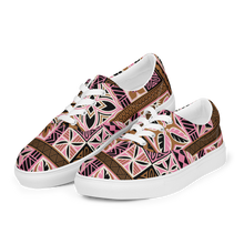 Load image into Gallery viewer, Neapolitan Tiki Squares Women’s lace-up canvas shoes