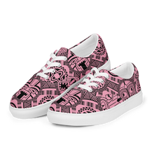 Load image into Gallery viewer, Pink Tiki Tattoo Women’s lace-up canvas shoes