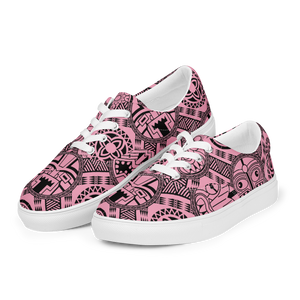 Pink Tiki Tattoo Women’s lace-up canvas shoes