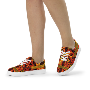 Fiery Tiki Squares Women’s lace-up canvas shoes