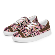 Load image into Gallery viewer, Neapolitan Tiki Squares Women’s lace-up canvas shoes