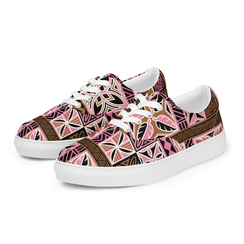 Neapolitan Tiki Squares Women’s lace-up canvas shoes