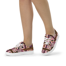 Load image into Gallery viewer, Neapolitan Tiki Squares Women’s lace-up canvas shoes