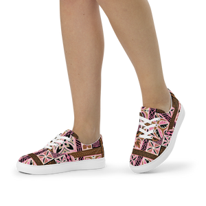 Neapolitan Tiki Squares Women’s lace-up canvas shoes