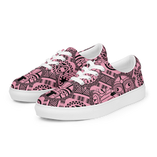 Load image into Gallery viewer, Pink Tiki Tattoo Women’s lace-up canvas shoes