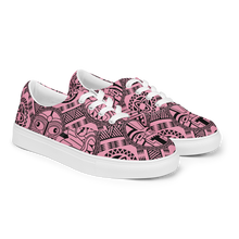 Load image into Gallery viewer, Pink Tiki Tattoo Women’s lace-up canvas shoes