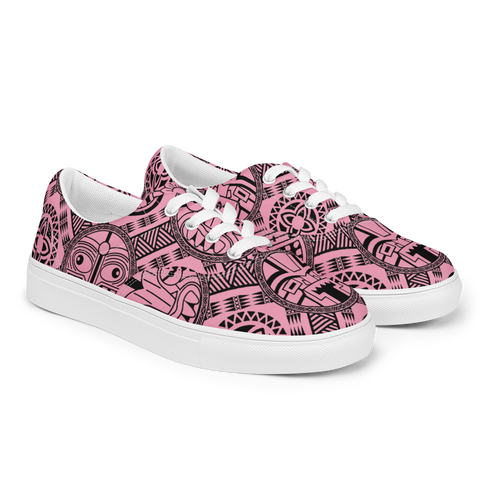 Pink Tiki Tattoo Women’s lace-up canvas shoes