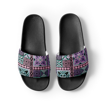 Load image into Gallery viewer, Purple Tiki Squares Women&#39;s slides