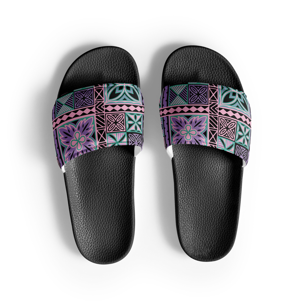 Purple Tiki Squares Women's slides