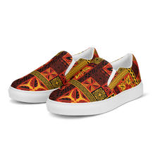 Load image into Gallery viewer, Fiery Tiki Squares Women’s slip-on canvas shoes