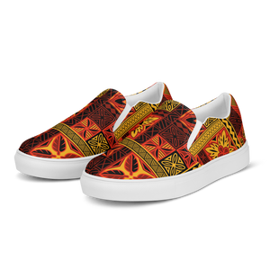 Fiery Tiki Squares Women’s slip-on canvas shoes