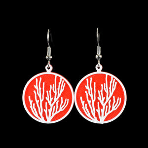 Coral Earring, White on Red