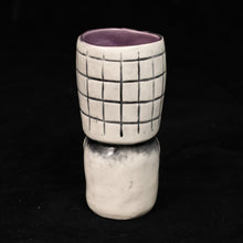 Load image into Gallery viewer, Skeletal Tiki Shot Glass, Satin White Wipe Away with Purple interior