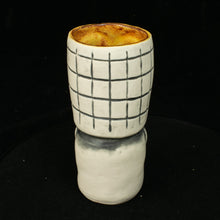 Load image into Gallery viewer, Skeletal Tiki Shot Glass, Matte White Wipe Away with Rusty Yellow Interior