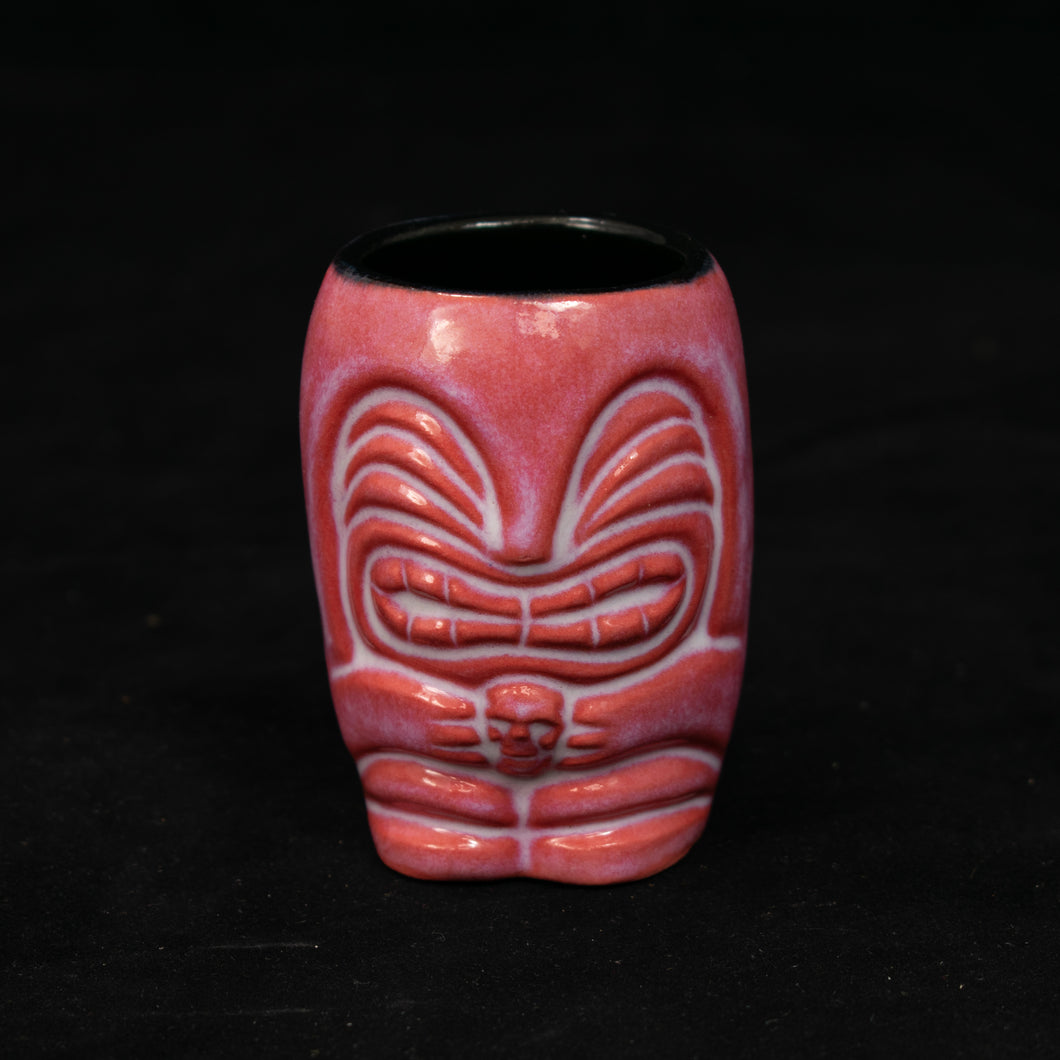 Little Headhunter Tiki Shot Glass, Red with White Flow with Black Interior