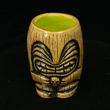 Load image into Gallery viewer, Little Headhunter Tiki Shot Glass, Gloss Tan Wipe Away with Lime Interior