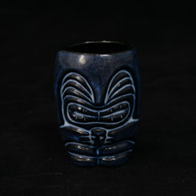 Load image into Gallery viewer, Little Headhunter Tiki Shot Glass, Black with White Flow with Black Interior