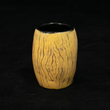 Load image into Gallery viewer, Little Headhunter Tiki Shot Glass, Satin Yellow with Brown Wipe Away with Black Interior