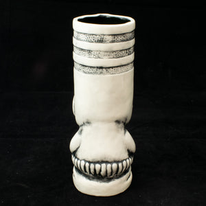 Toothy Tiki Mug, Gloss White Wipe Away with Black Interior Glaze