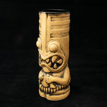 Load image into Gallery viewer, Toothy Tiki Mug, Sand Wipe Away with Black Interior Glaze