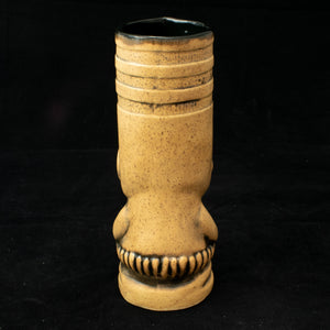 Toothy Tiki Mug, Sand Wipe Away with Black Interior Glaze