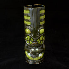 Load image into Gallery viewer, Toothy Tiki Mug, Dark Green Mineral and Lime Green Glaze
