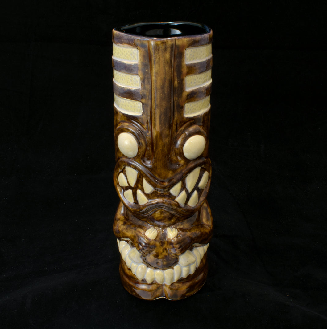 Toothy Tiki Mug, Two Color Mineral Brown and Oyster Shell
