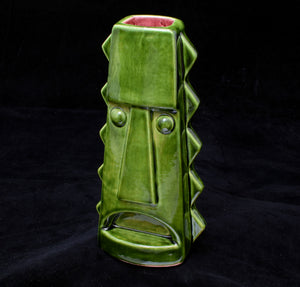 Tall Spiky Tiki Mug, Green with Red