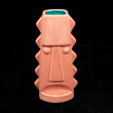 Load image into Gallery viewer, Tall Spiky Tiki Mug, Matte Flamingo Pink with Teal