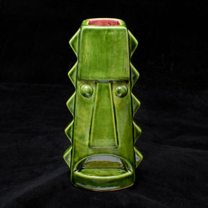 Tall Spiky Tiki Mug, Green with Red