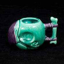 Load image into Gallery viewer, Parrot Skull Tiki Mug, Teal and Purple with Teal Interior