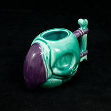 Load image into Gallery viewer, Parrot Skull Tiki Mug, Teal and Purple with Teal Interior
