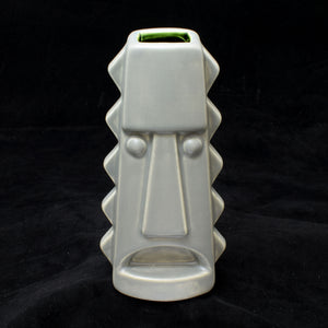 Tall Spiky Tiki Mug, Matte Stingray Grey with Green