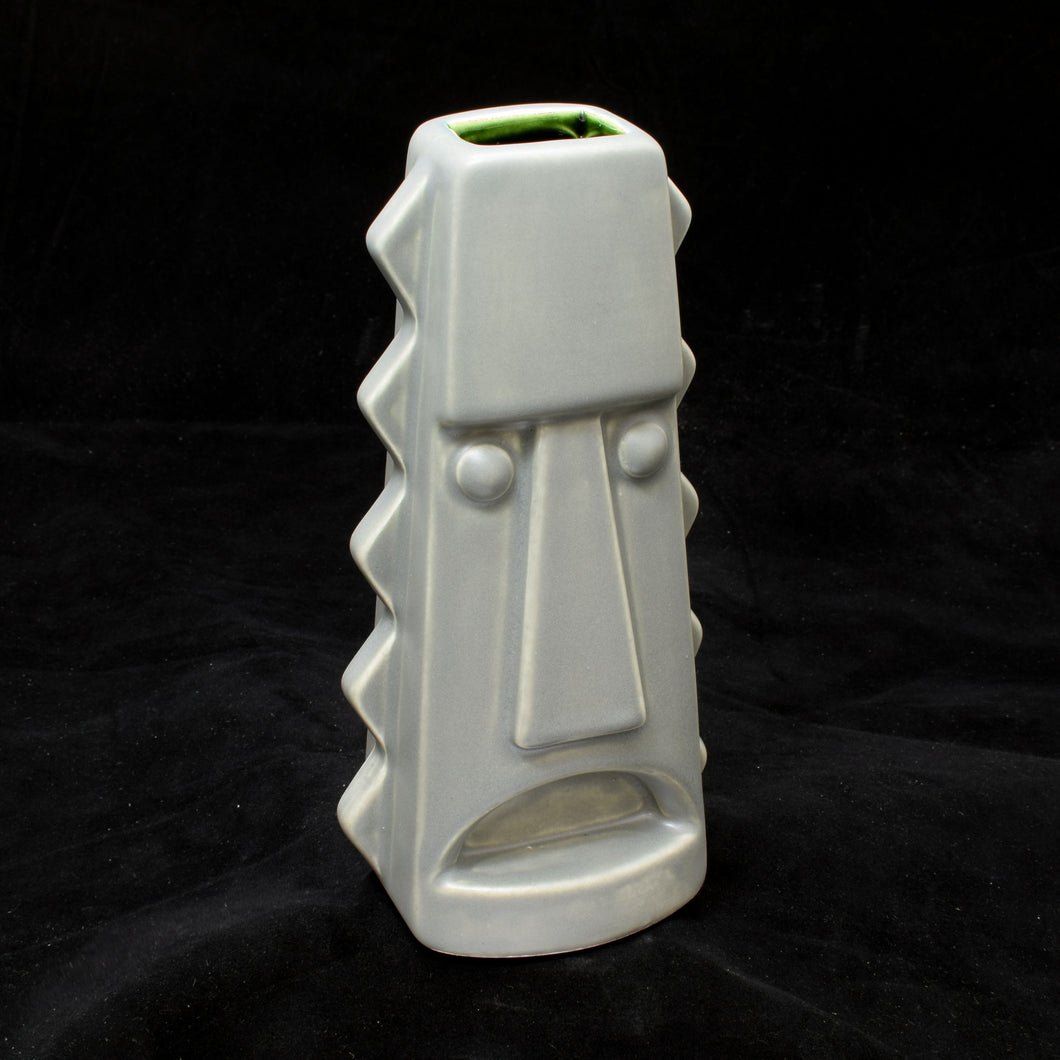 Tall Spiky Tiki Mug, Matte Stingray Grey with Green