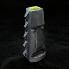 Load image into Gallery viewer, Tall Spiky Tiki Mug, Matte Dark Grey with Lime Green