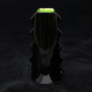 Tall Spiky Tiki Mug, Gloss Black with Lime Green