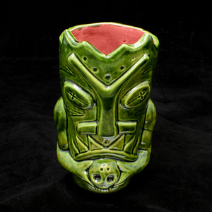 Terrible Tiki Mug, Gloss Green with Red